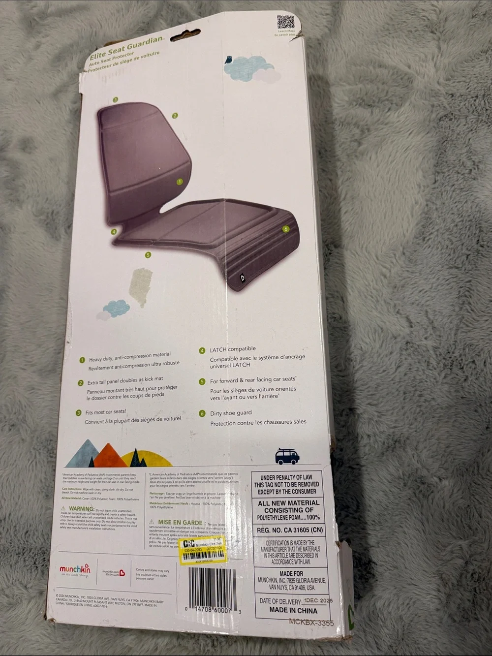 Munchkin Elite Seat Guardian Car Seat Protector - grey